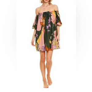Agua Bendita NWT Vitero Floral Liberty Off the Shoulder Dress Sz M Coverup Beach